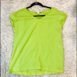 DVF Diane von furstenberg neon silk top size small