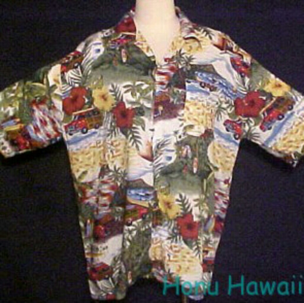 ISLAND COLLECTIONS Mens HAWAIIAN Shirt. Large
