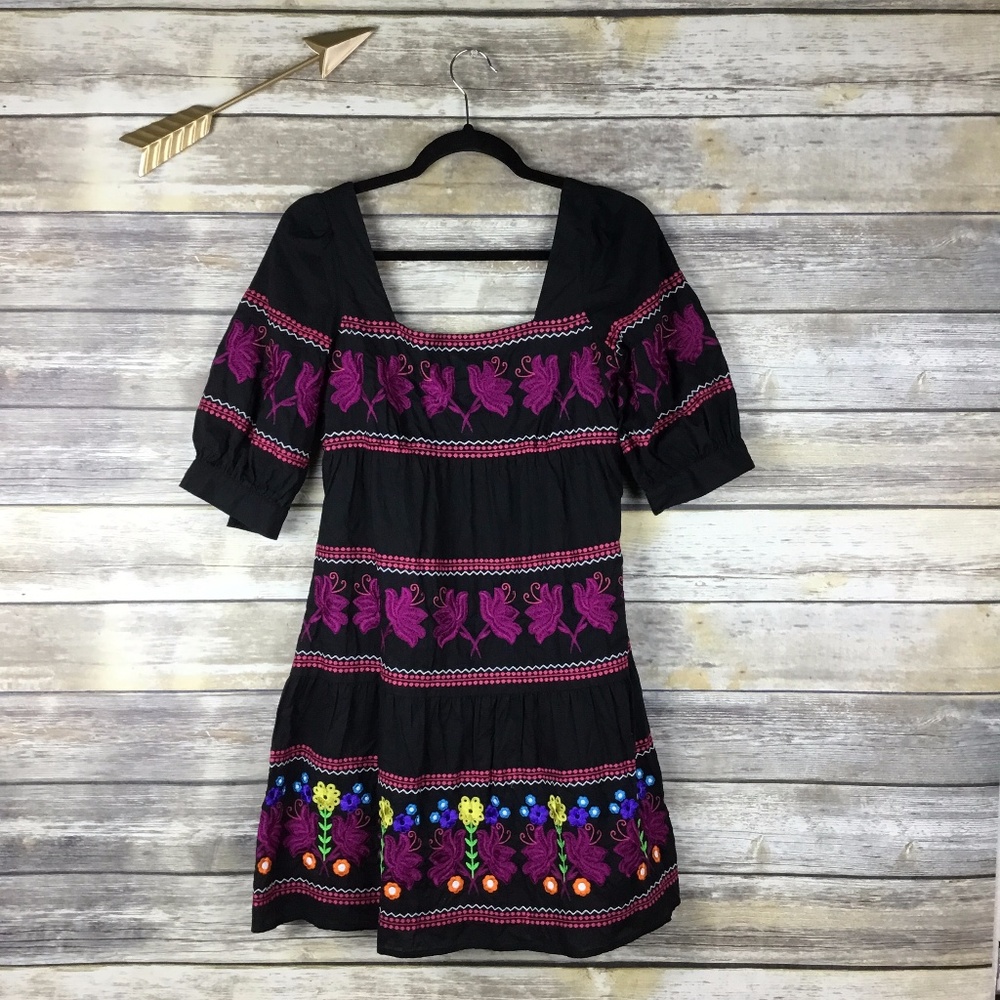 Moda International Peasant Boho Embroidered Dress