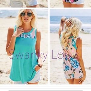 Boutique New Mint Floral tank. Small