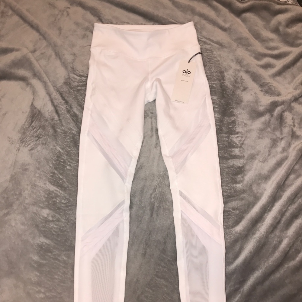 Alo Yoga White Mesh Leggings