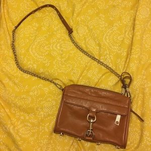 Brown leather with gold hardware cross body bag