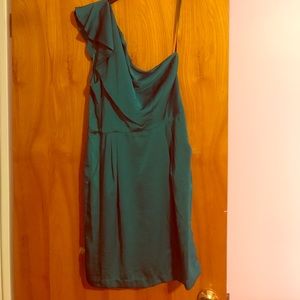 BCBG short teal dress with one shoulder - Size 12