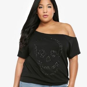 Torrid skull off-shoulder tee