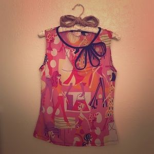 Seventeen Retro-Mod Color Block Cut-Out Blouse 