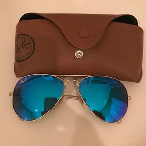 Authentic Blue Mirrored Ray-Ban Aviators