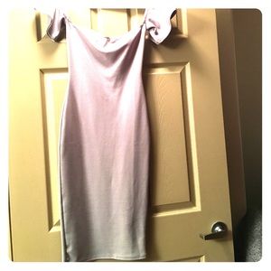 Off the shoulder grey dress