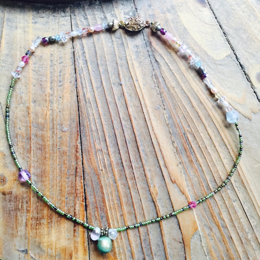 . {MERMAID} Sea glass + gemstone choker