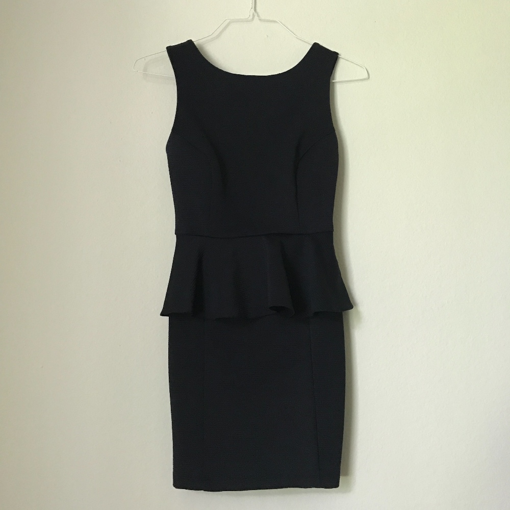 TOPSHOP Petite Navy scuba peplum dress