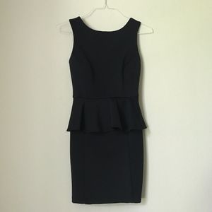 TOPSHOP Petite Navy scuba peplum dress