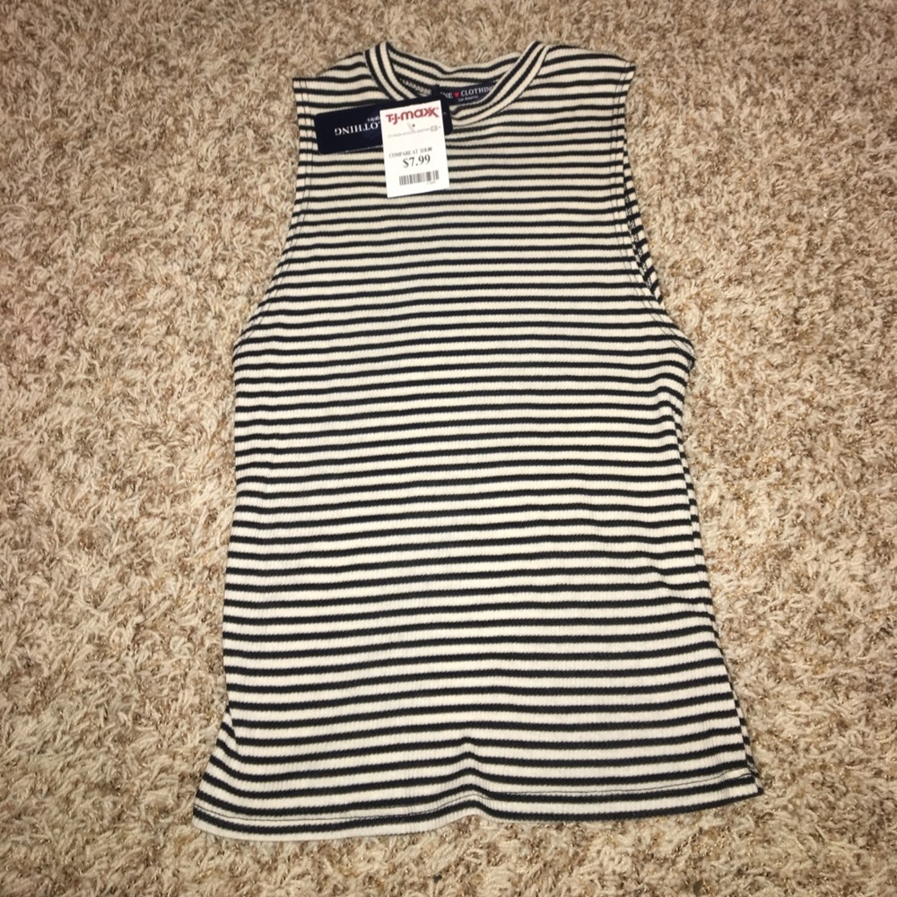 TJ Maxx black and white stripped fitted tank top