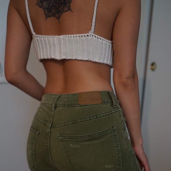 Denim - Olive green skinny jeans