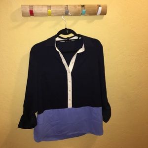 Talbots 3/4 Sleeved Color Block Blouse