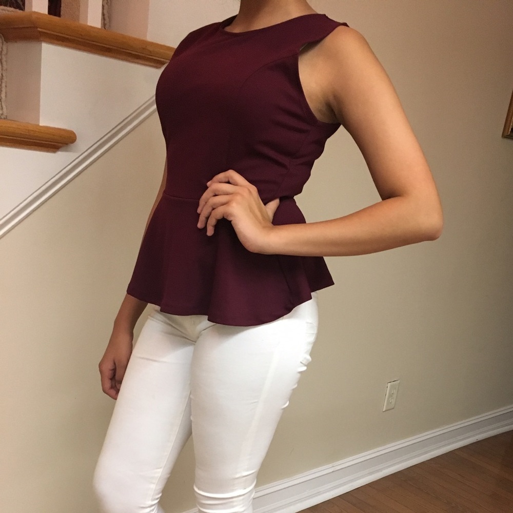 Burgundy peplum top