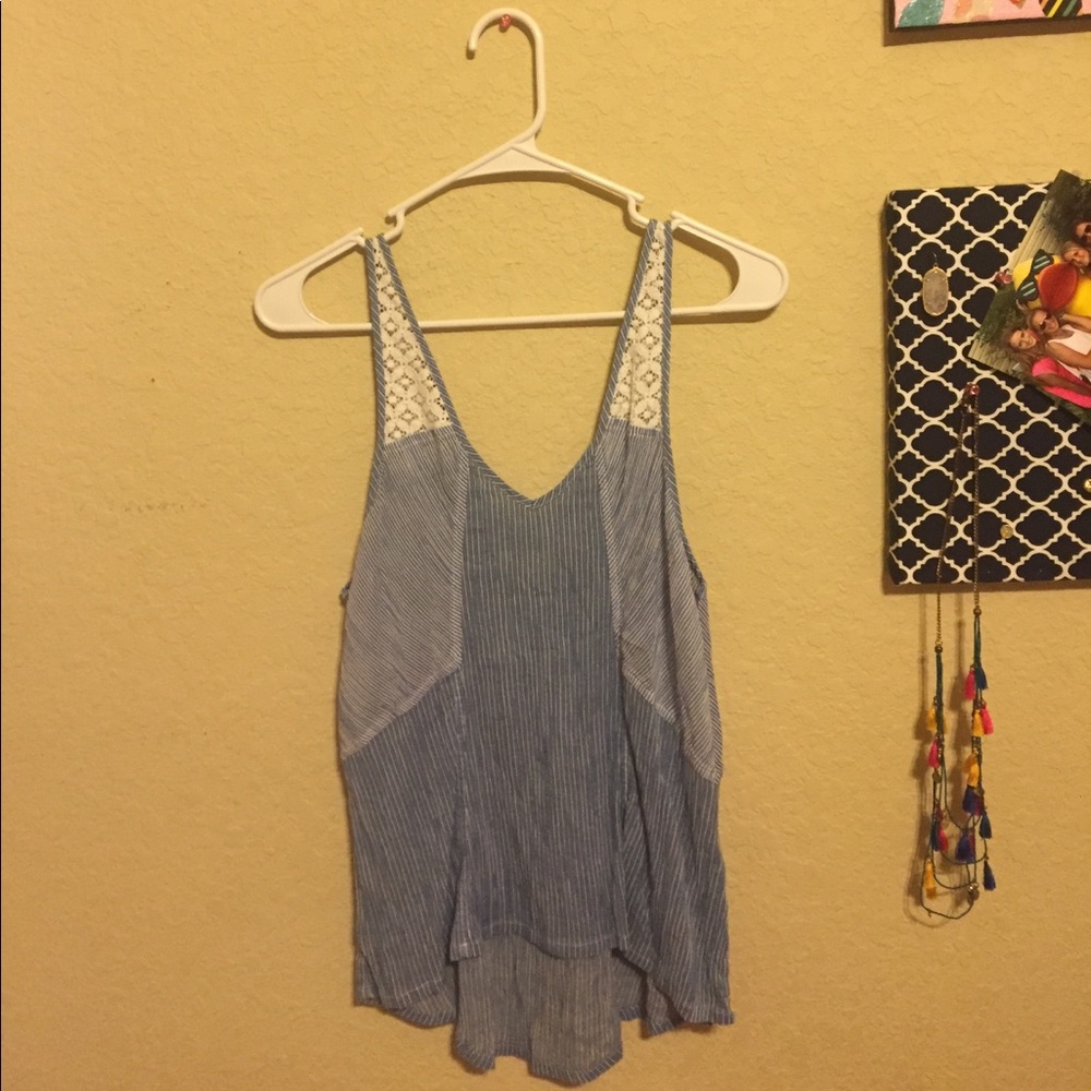 Blue lace and striped tank top!!!