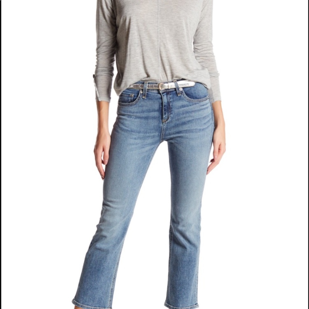 Rag & Bone New York Jeans 10 Inch Crop Cropped Medium Light Wash Denim Sz 28 NWT