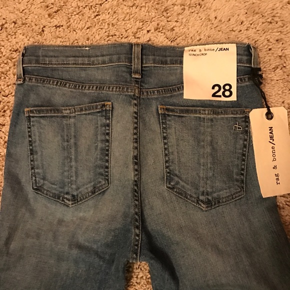 Rag & Bone New York Jeans 10 Inch Crop Cropped Medium Light Wash Denim Sz 28 NWT - Picture 10 of 12