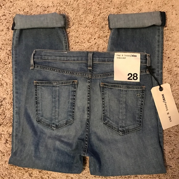 Rag & Bone New York Jeans 10 Inch Crop Cropped Medium Light Wash Denim Sz 28 NWT - Picture 7 of 12