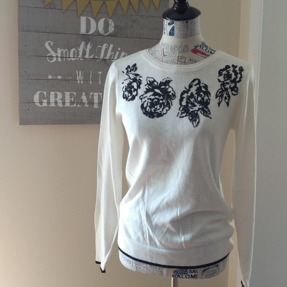 Beaded flower sweater