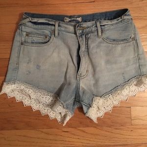 Free people Jean shorts with lace size 25