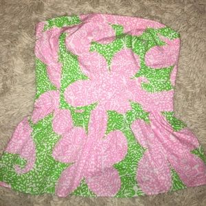 Strapless peplum top