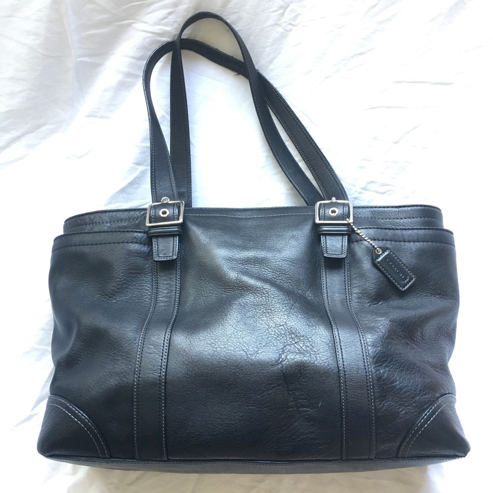 Authentic Black Leather Coach bag