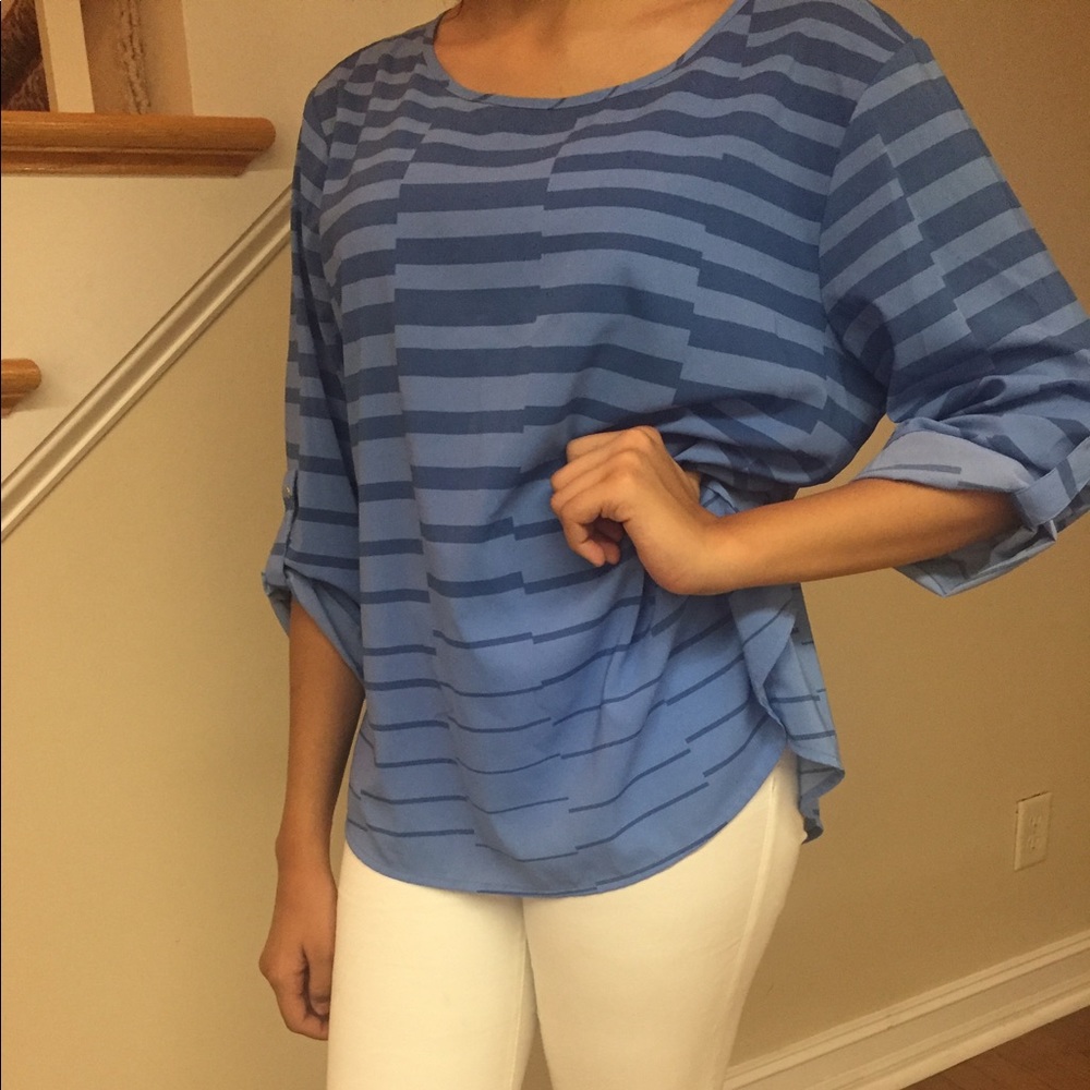 Blue Patterned Blouse - image 2