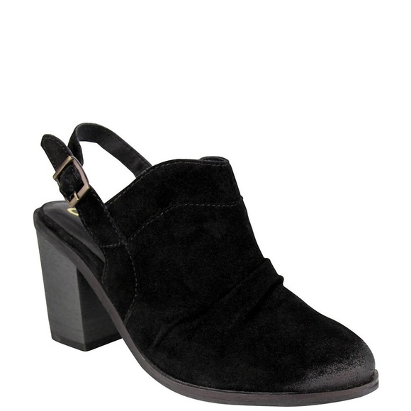 Black Suede Slingback Closed Toe Mule Clog - Picture 5 of 7