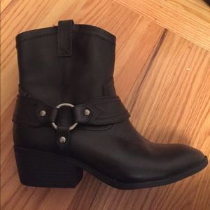 Black leather ankle boots