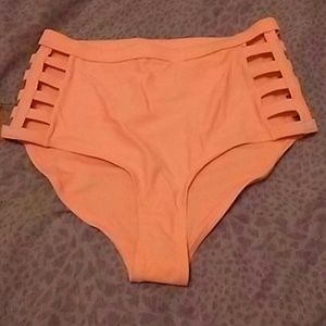 High waisted coral swimsuit bottoms