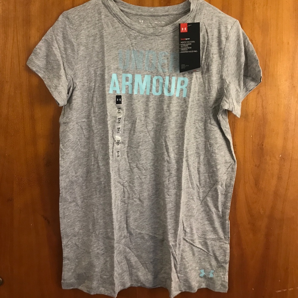 NWT Under Armour loose gray/blue shirt size small