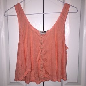 LA Hearts crop button front tank