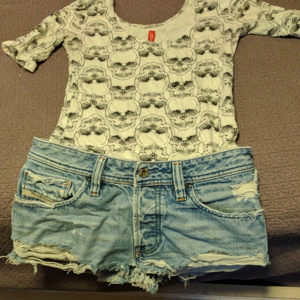 Diesel distressed jean cutoffs