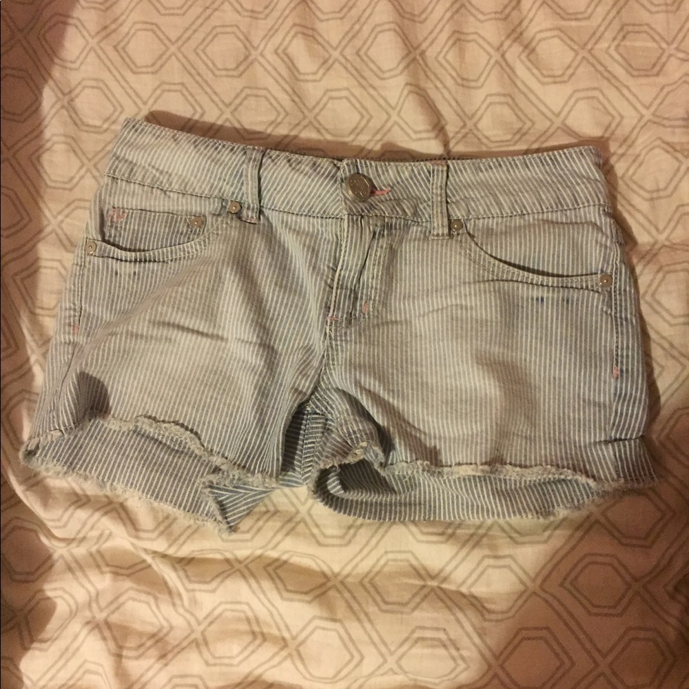 Striped jean shorts