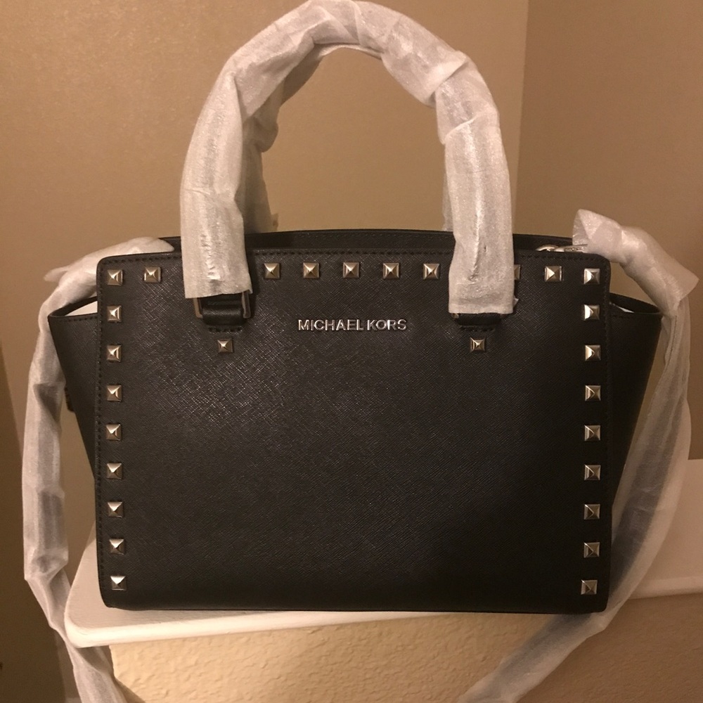 Michael Kors purse with studs and long strap NWT