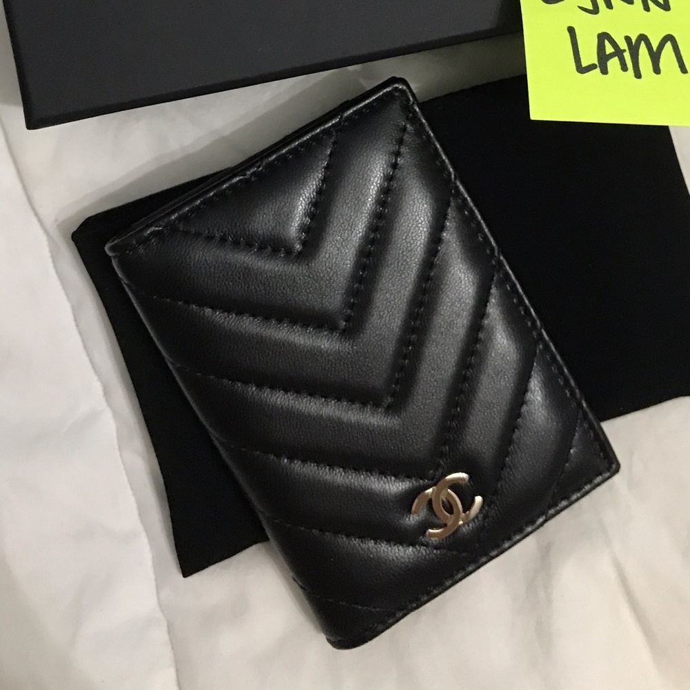 Chanel Chevron ID card case holder