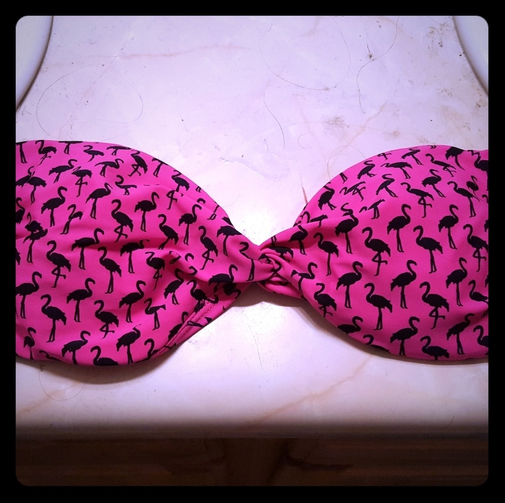 Hot pink flamingo bandeau swimsuit top