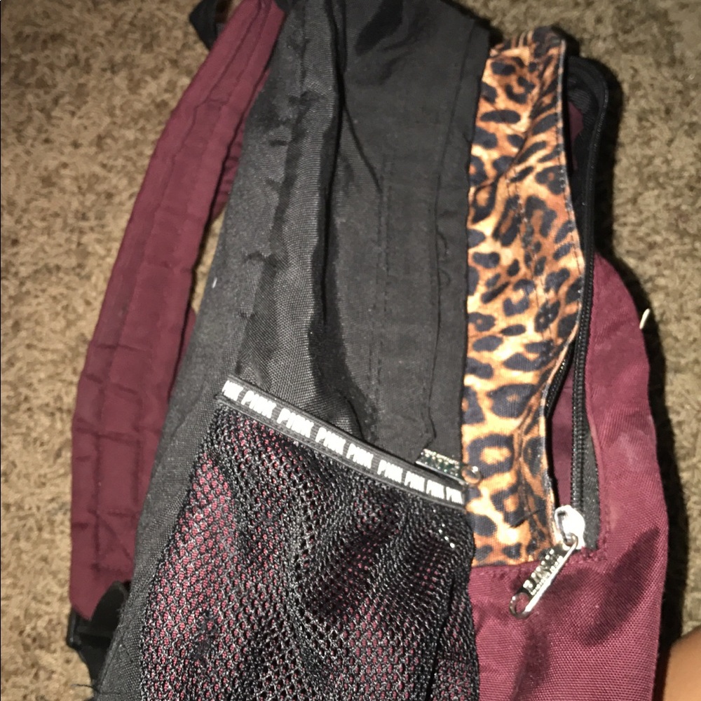Victoria Secret PINK Maroon and cheetah backpack.