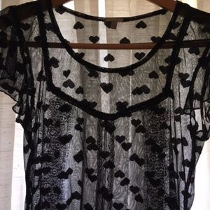 sheer lacy black mesh top