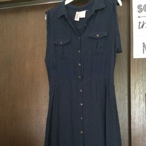 Navy Blue Button Up Sun Dress