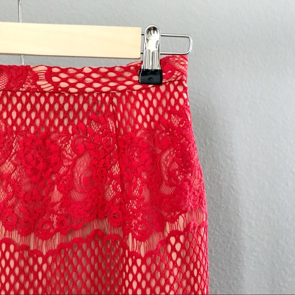 Lace Overlay Pencil Skirt - Picture 6 of 8