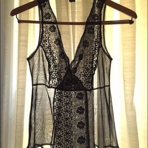 sheer black lace nylon top