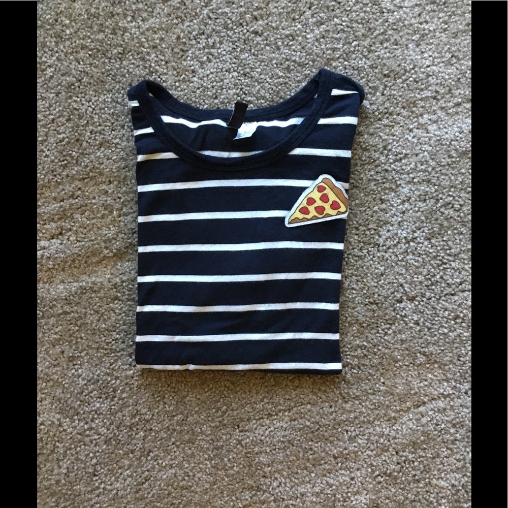 Striped pizza patch tee
