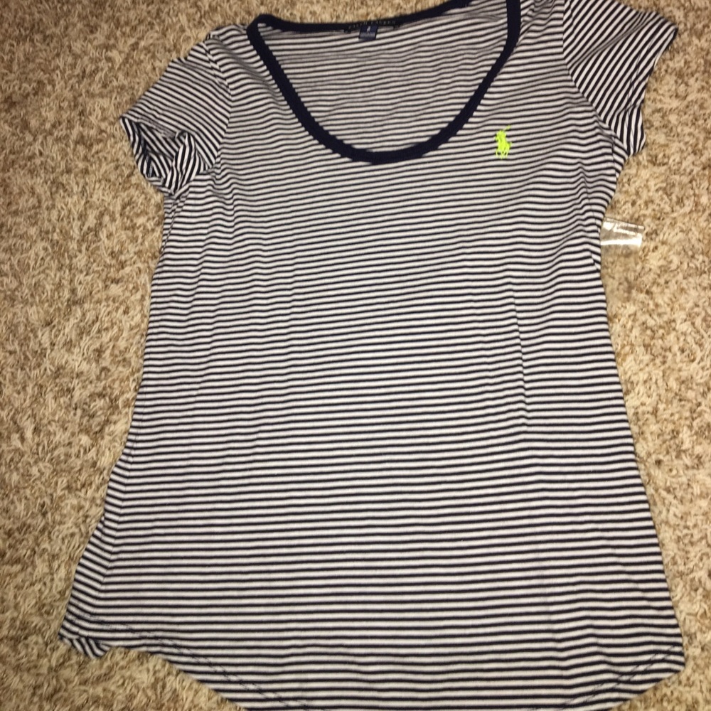 Ralph Lauren blue and white stripped tee