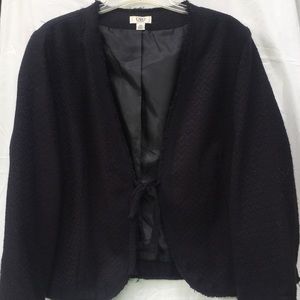 Tie waist black woven blazer