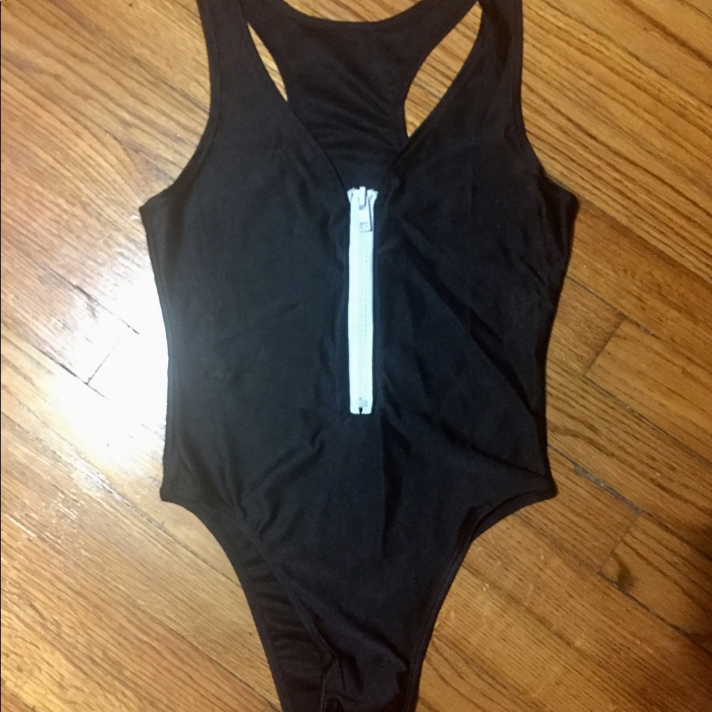 ONE PIECE black zip up bathing suit