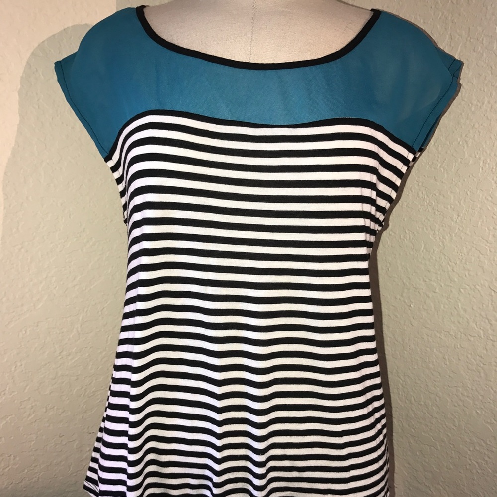 Edge Women's Short Sleeve Striped Blouse.