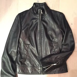Black Genuine Leather Jacket- Banana Republic