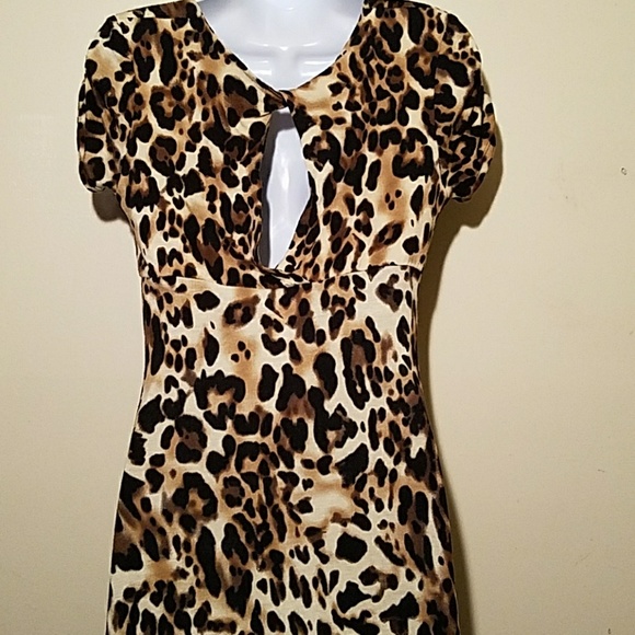 Leopard print Cache dress with keyhole back - Picture 7 of 8