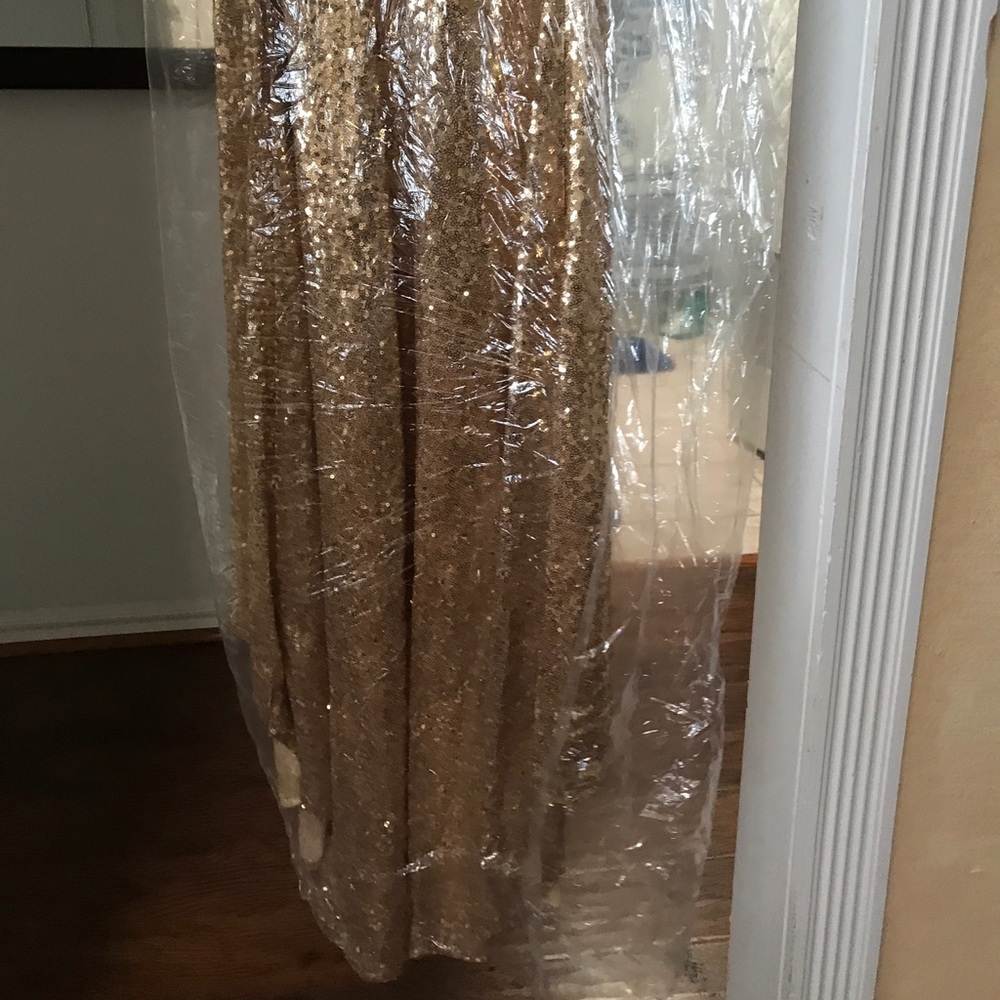 Gold Sequin Dress with Train - Picture 7 of 8